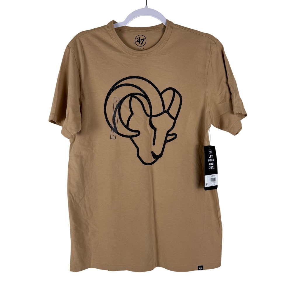 '47‎ Brand Mens Size S Los Angeles Rams NFL T-Shirt Dusted Khaki Shirt NWT